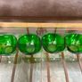 4 Stylish Vintage Vereco France Forest Green Clear Bowls with Tab Handles 1960 70s Image 4