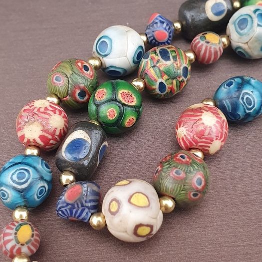 Ancient Gabri Thousand Eyes Glass Beads Necklace 26inches