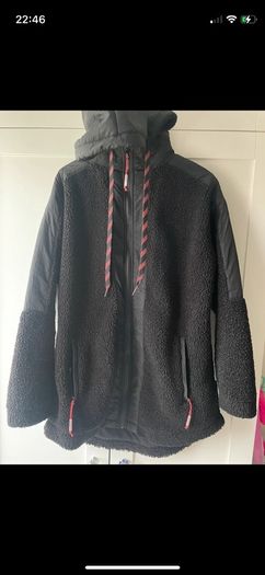 Longline black Borg fleece jacket