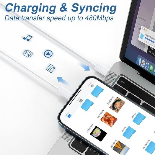 96W USB C Charger, for MacBook Pro 16, 15, 14, 13 inch 2024, 2023, 2022, 2021, M3 M2 M1, for MacBook Air, Compatible with all USB-C laptop, iPad, Equipped with 6.6ft 5A cable.