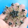 Vintage Black Crystal Brooch 6cm Image 5