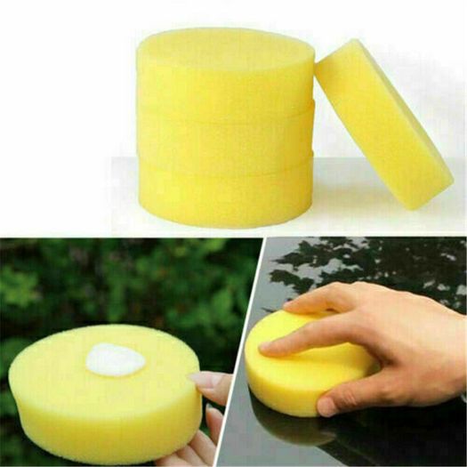 10x Yellow Sponge Auto Waxing Sponge Polishing Pads Round Car Cleaning ...