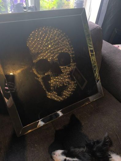Skull glass picture x2