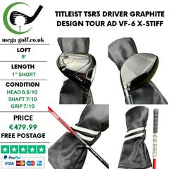 Titleist TSR3 Driver / 9 Degree / Graphite Design Tour AD VF-6 X-Stiff