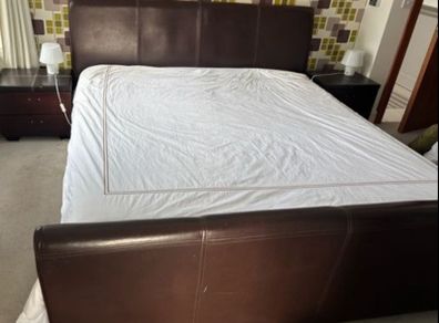 Ex Caseys - Magnificent Extremely Solid Leather 6Ft SuperKing Bed Frame