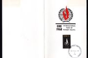 1968 Ireland The Dublin Stamp Society Coming-of-Age Dinner at The Clarence Hotel 20th November 1968 with 5d International Human Rights Year commemorative stamp tied with Cancel