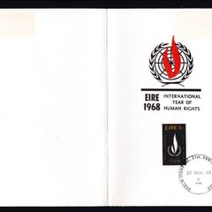 1968 Ireland The Dublin Stamp Society Coming-of-Age Dinner at The Clarence Hotel 20th November 1968 with 5d International Human Rights Year commemorative stamp tied with Cancel