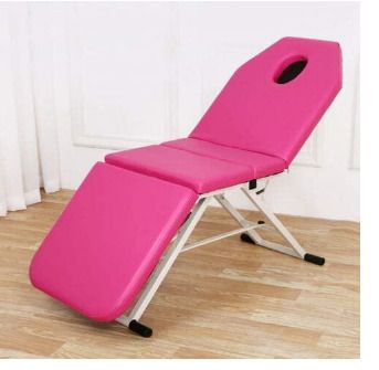 Portable Massage Bed With 3-Section Foldable Beauty Couch for Therapy Treatment Salon And Headrest Support Pink