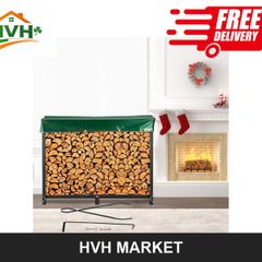2.44m Steel Firewood Rack with Cover