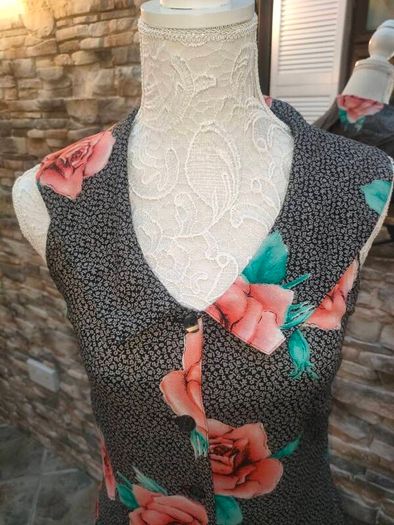 Vintage 80s 90s sleeveless button down dress uk12 14 postage included