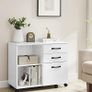 Industrial Rolling File Cabinet with 3 Drawers and Wheels, Open Compartments for A4 Documents, Letter Size, Printer Stand Image 3