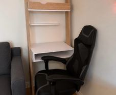 Ladder Desk Shelf + ADX ergonomic gaming chair with footrest