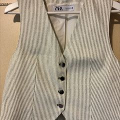 Zara Ladies Waistcoat Top  - Creamy white with Green Stripe - Size M - Unworn