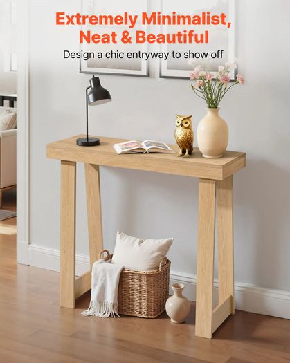 91.5 cm Console Table, Modern Desk Behind the Couch, Wooden Rectangle Entrance Desk, Narrow Long Sofa Table Accent Stand, Ideal for Hallway