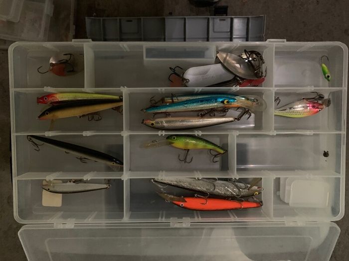 Large Fishing Tackle Box Fully Loaded Over 60 Lures, Trays, Line and Terminal Tackle