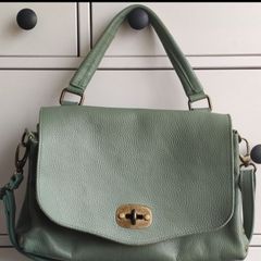 Borse in Pelle Sage Green Italian Leather Handbag - Very Good Condition