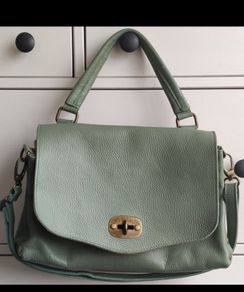 Borse in Pelle Sage Green Italian Leather Handbag - Very Good Condition