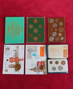 Collectors lot Vintage UK coins sets & coin stamp covers
