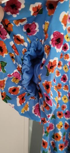 Influence blue cross body dress with puff sleeves Sz 16UK