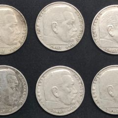 Complete Set - Germany 2 Reichsmark 1937 - All Mint Marks A,D,E,F,G,J
