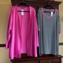 NEW  FURTHER REDUCED from SAMOON a pink casual cardigan with side slits and a matching black and white top with pink trim . Length of both items is 33 inches Image 6