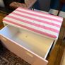 IKEA kids' bench with toy storage drawer - pink/white, with cushion Image 2