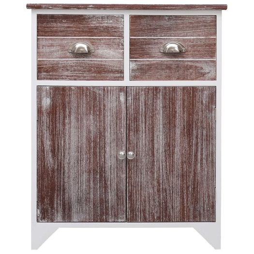 Side Cabinet Brown and White 60x30x75 cm Paulownia Wood