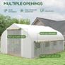 4 x 3(m) Walk-in Polytunnel Greenhouse, Zipped Roll Up Sidewalls, Mesh Door, 8 Mesh Windows, Tunnel Warm House Tent with PE Cover, Complimentary Plant Labels and Gloves, White Image 5