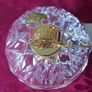 Killarney Crystal Cut Crystal Glass Happy Birthday Lidded Jewelry Dish / Bowl With 24 Carat Gold Cover Handle and Footed Base Finishing Made In Ireland Image 7