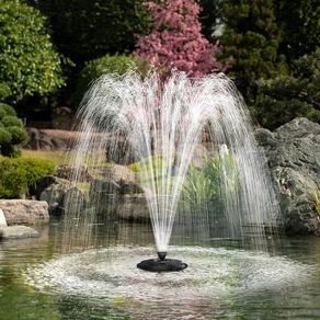 Pond Floating Fountain with 2500L/H Fountain Pump, Color-Changing LED Lights, 27 FT Power Cord, 3 Spray Patterns, for Outdoor Pond Pool, Black