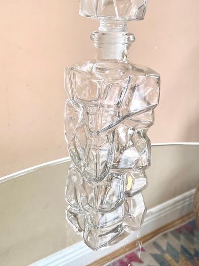 Vintage French Glass Decanter / Carafe, Mid Century, Whitefriars Style