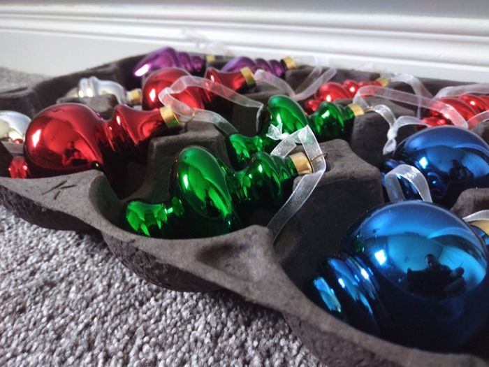 Retro Vintage Style Christmas Baubles one Box of x12 Glass Ornaments