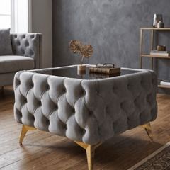Chesterfield coffee table glass top