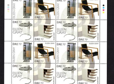 2015 Ireland Eileen Gray (1878-1976) Commemorative Stamp Sheetlet Plate 1B1B1B1B Mint Never Hinged (MNH)
