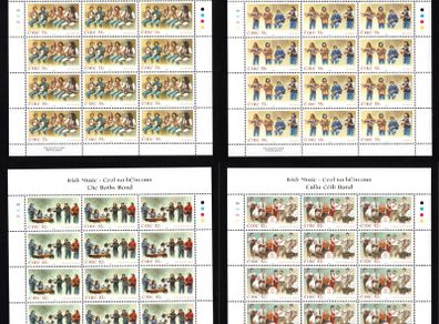 2008 Ireland Irish Music Commemorative Stamps Sheetlet Plate 1A1A1A1A (featuring Panxty; De Dannan; The Bothy Band and The Tula Ceili Band) Mint Never Hinged (MNH)