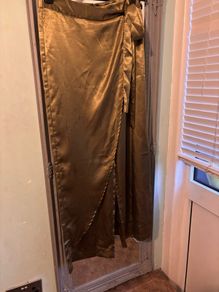 Brand new khaki satin trousers size 12/14