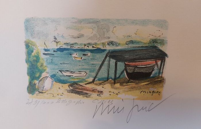 Fantastic Limited-Edition Hand-Signed Lithograph Print of a Caribbean Scene by the Renowned French Artist Alexandre Minguet (1937-1996), #249/1000