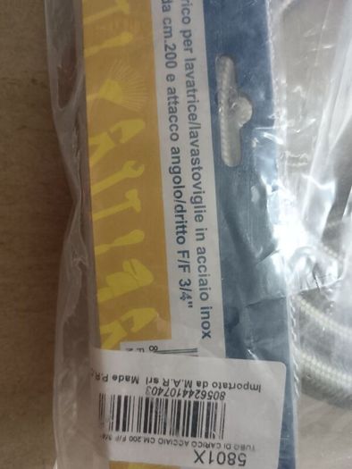 Flexible Hose 2 meters long  equals 200 cm for Washing Machine and Dishwasher in Stainless Steel,
