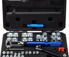 Hydraulic Brake Line Flaring Tool Kit 30 Piece Set 45 degree Cone Dies & Adapters 3/16 ,1/2