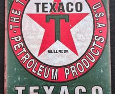 Texaco oil company , vintage style metal sign .