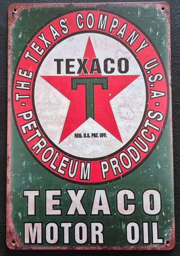 Texaco oil company , vintage style metal sign .