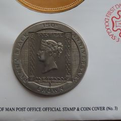 Penny Black Queen Victoria coin stamps vintage cover Isle of Man