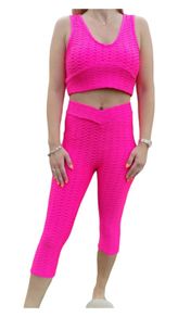 Pink Neon set Tik tok leggins and top