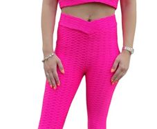 Pink Neon set Tik tok leggins and top