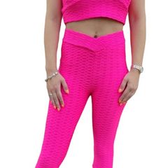 Pink Neon set Tik tok leggins and top