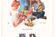 1979 Isle of Man Limited Edition Lithographed Print measuring 333mm X 257mm showing Christmas/ Year of the Child Commemorative Stamps with First Day of Issue Cancel