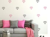Diamond Wall Decal, Diamond Wall Decal, Diamond Pattern, Girls Nursery, Princess Diamond Decals, Gold Sticker, Monochrome Crown Patterns, Vinyl Decal Set, Wall Art