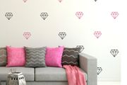 Diamond Wall Decal, Diamond Wall Decal, Diamond Pattern, Girls Nursery, Princess Diamond Decals, Gold Sticker, Monochrome Crown Patterns, Vinyl Decal Set, Wall Art