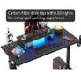 Small Gaming Desk 106.6 CM LED Computer Desk with Monitor Stand Gamer Workstation with Cup Holder & Headset Hooks for Home Office Bedroom Small Space Image 10
