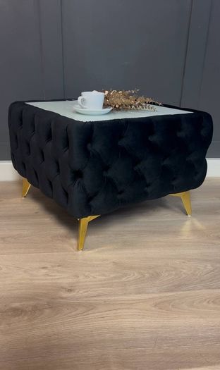 Velvet coffee table with glass